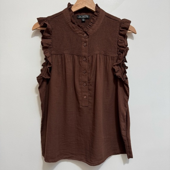 J. Crew Soft Cotton Gauze Ruffle Garden Top Medium - Picture 2 of 11